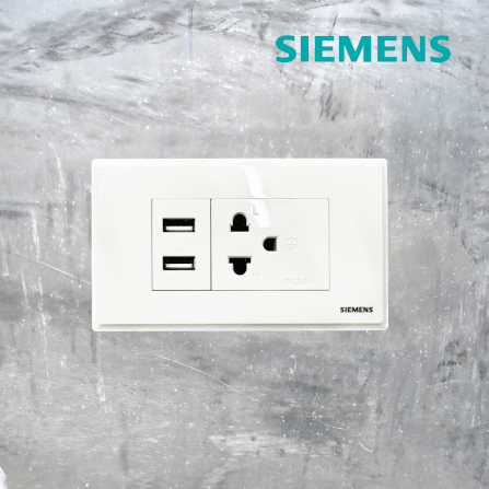 เต้ารับเดี่ยว 3 ขา + USB 2 ช่อง SIEMENS ซีรีส์ RELFA 120 ชุดพร้อมฝา 1 ช่อง 3 M_3